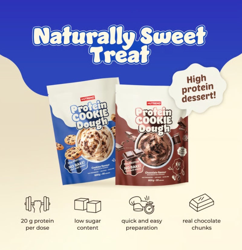 NUTREND Protein Cookie Dough Cookies Flavour | 20g Protein Per Serving | No Bake | Low Sugar | Gluten Free | 800g (20 Servings) - Image 3